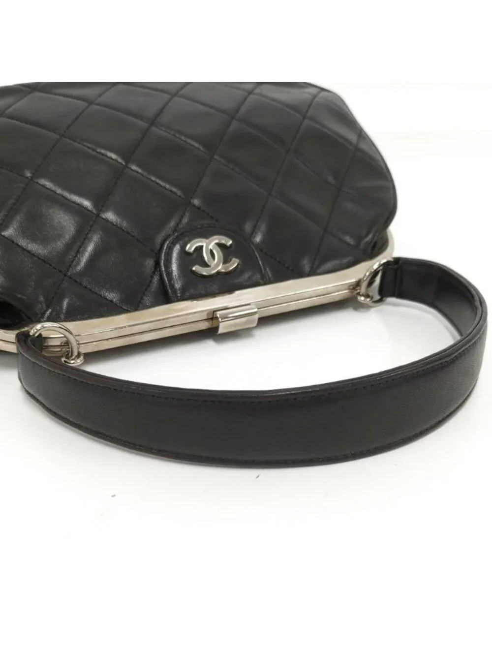 Chanel Vintage Quilted Kiss Lock Handbag One Handle